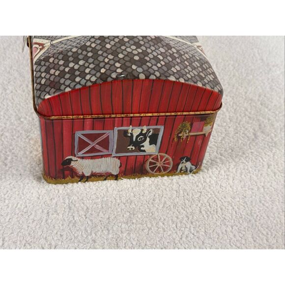 Vintage Tin Litho Barn Farm Animals Storage Box With Lid/Latch - Picture 3 of 15